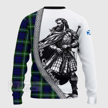 Lammie Tartan Clan Crest Knitted Sweater with Highlander Warrior Celtic Style - Tartan Vibes Clothing