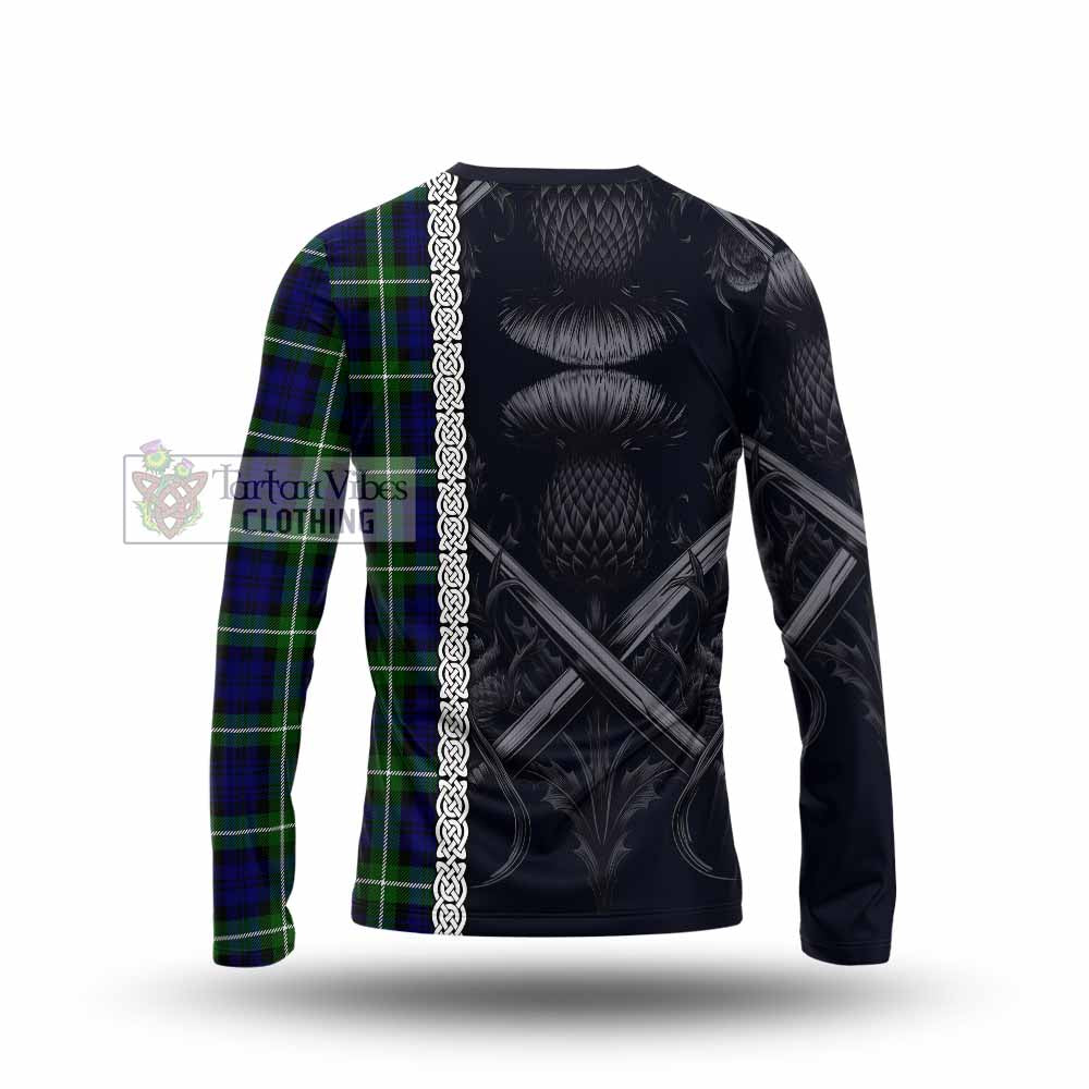Lammie Tartan Long Sleeve T-Shirt with Family Crest Cross Sword Thistle Celtic Vibes - Tartan Vibes Clothing
