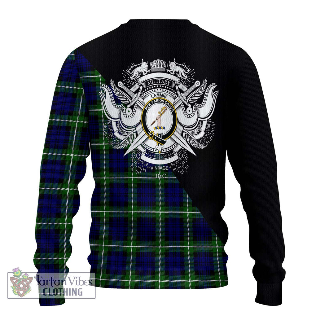 Lammie Tartan Ugly Sweater with Family Crest and Military Logo Style - Tartan Vibes Clothing