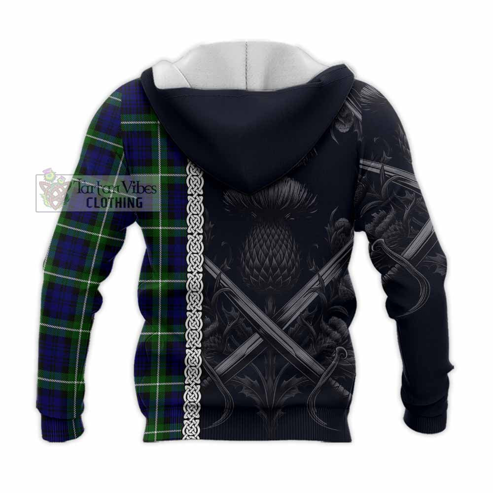 Lammie Tartan Knitted Hoodie with Family Crest Cross Sword Thistle Celtic Vibes - Tartan Vibes Clothing