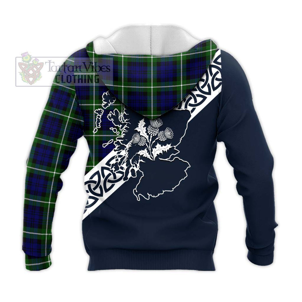 Lammie Tartan Knitted Hoodie Featuring Thistle and Scotland Map - Tartan Vibes Clothing