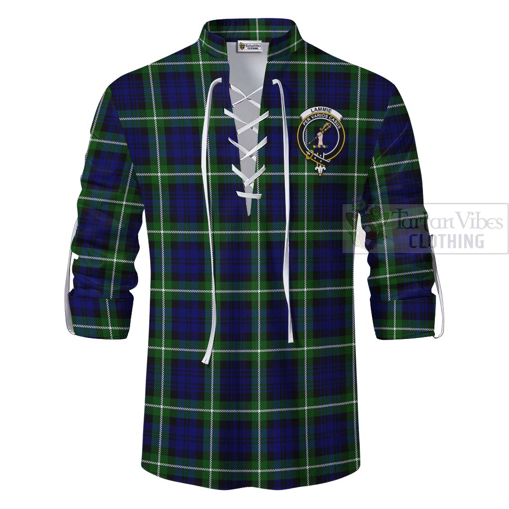Lammie Tartan Ghillie Kilt Shirt with Family Crest Celtic Skull Style - Tartan Vibes Clothing