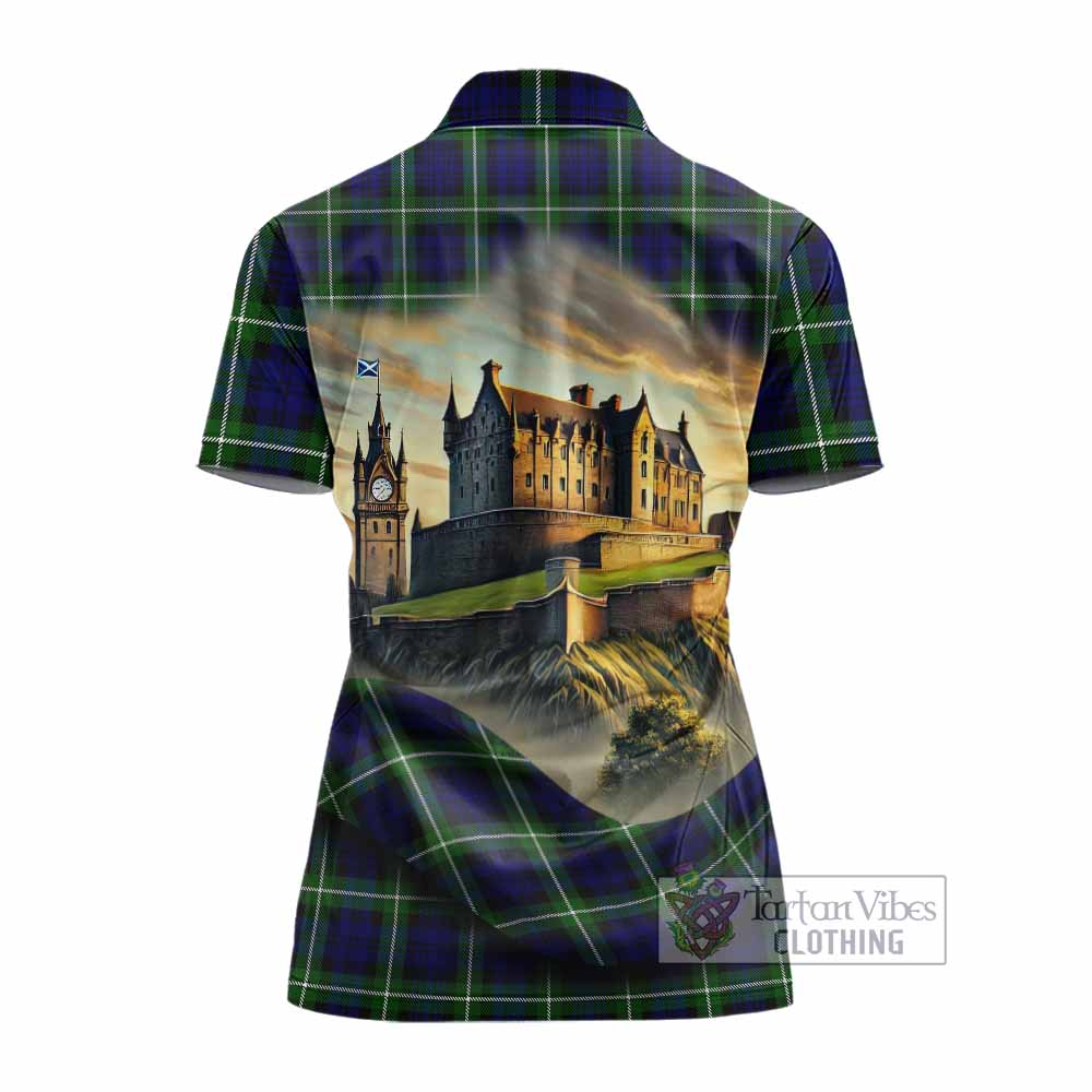 Lammie Tartan Family Crest Women's Polo Shirt with Scottish Ancient Castle Style - Tartan Vibes Clothing