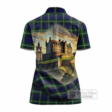 Lammie Tartan Family Crest Women's Polo Shirt with Scottish Ancient Castle Style - Tartan Vibes Clothing