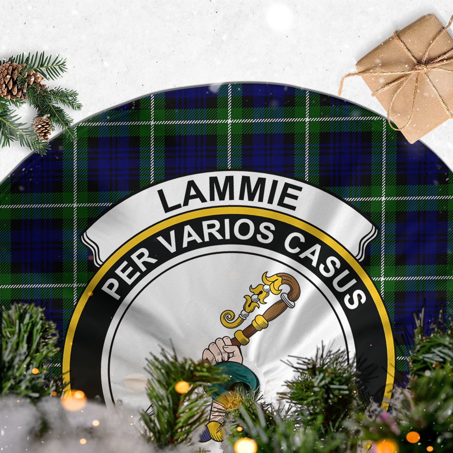 Lammie Tartan Christmas Tree Skirt with Family Crest - Tartan Vibes Clothing