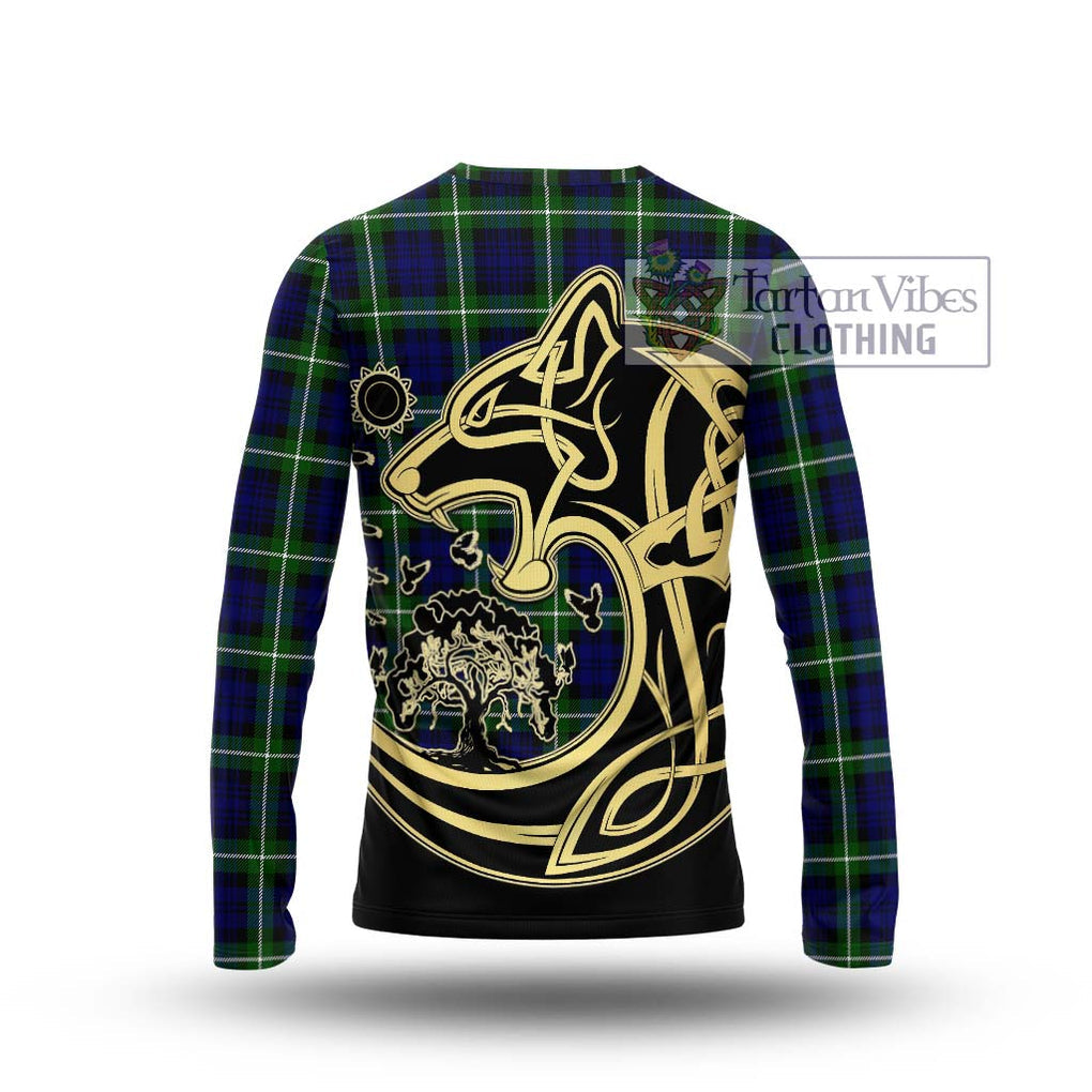 Lammie Tartan Long Sleeve T-Shirt with Family Crest Celtic Wolf Style - Tartan Vibes Clothing