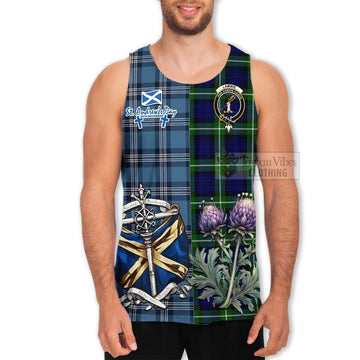 Lammie Tartan Men's Tank Top Happy St. Andrew's Day Half Tartan Style - Tartan Vibes Clothing