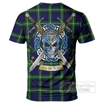 Lammie Tartan T-Shirt with Family Crest Celtic Skull Style - Tartan Vibes Clothing