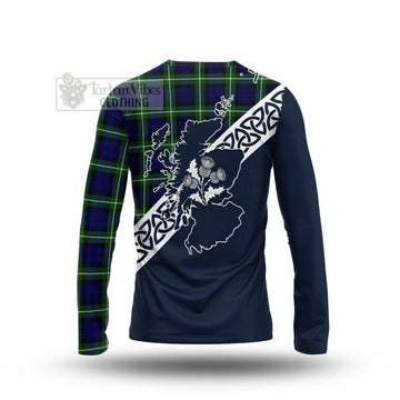Lammie Tartan Long Sleeve T-Shirt Featuring Thistle and Scotland Map - Tartan Vibes Clothing