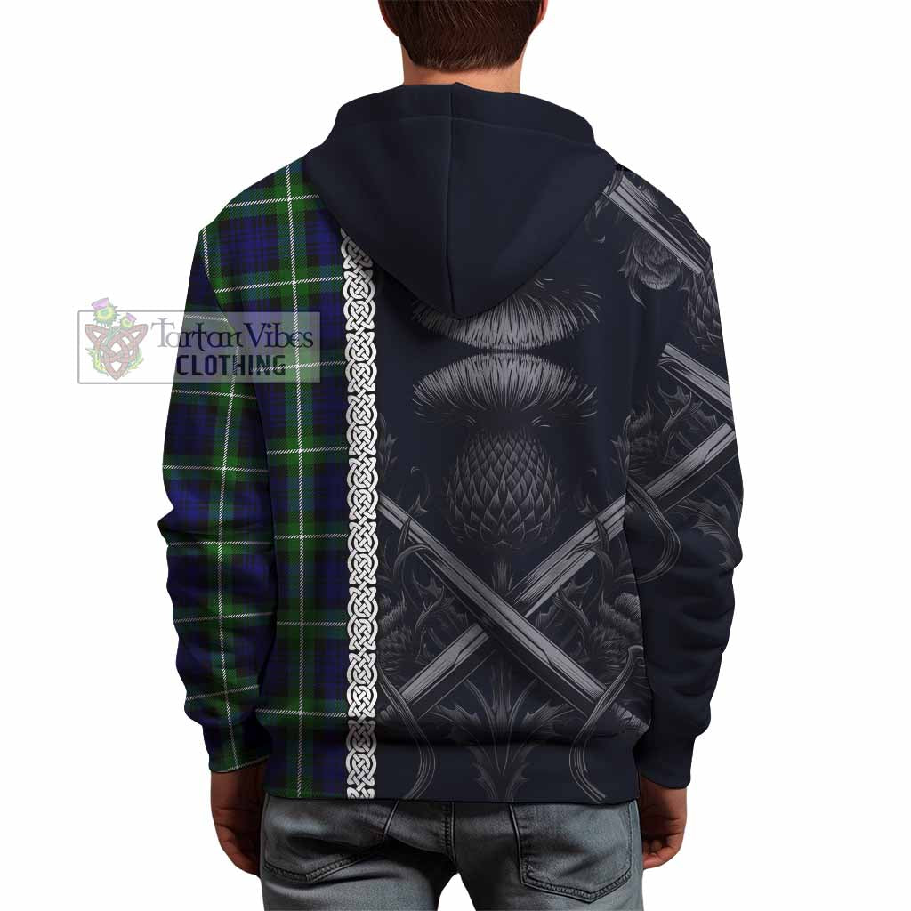 Lammie Tartan Hoodie with Family Crest Cross Sword Thistle Celtic Vibes - Tartan Vibes Clothing