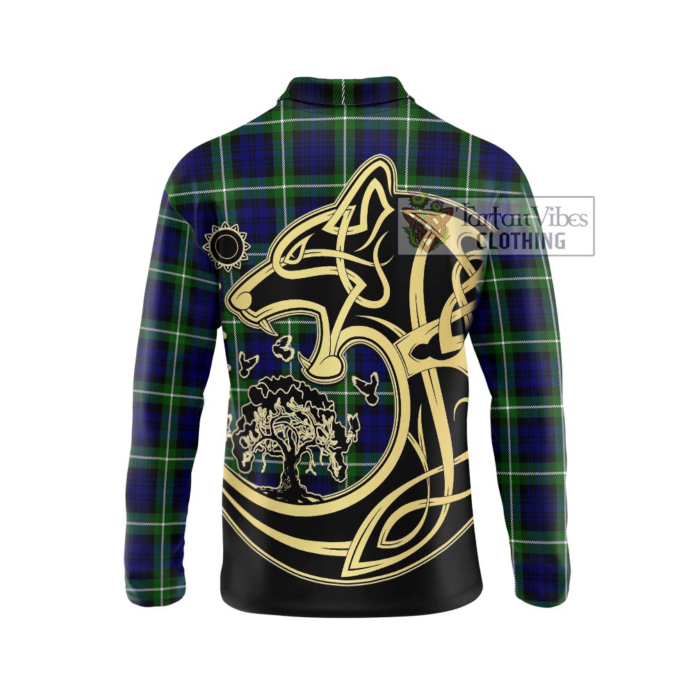 Lammie Tartan Long Sleeve Polo Shirt with Family Crest Celtic Wolf Style - Tartan Vibes Clothing