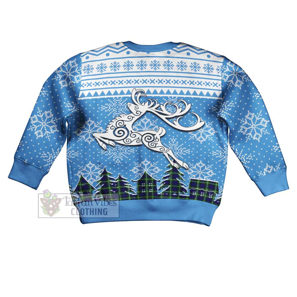 Lammie Clan Christmas Kid Ugly Sweater with Tartan and Celtic Reindeer Style - Tartan Vibes Clothing
