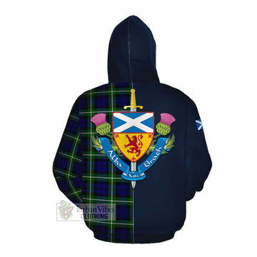 Lammie Tartan Cotton Hoodie Alba with Scottish Lion Royal Arm Half Style Pullover Hoodie - Tartan Vibes Clothing