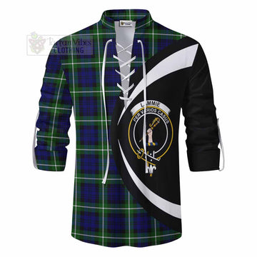 Lammie Tartan Ghillie Kilt Shirt with Family Crest Circle Style - Tartan Vibes Clothing