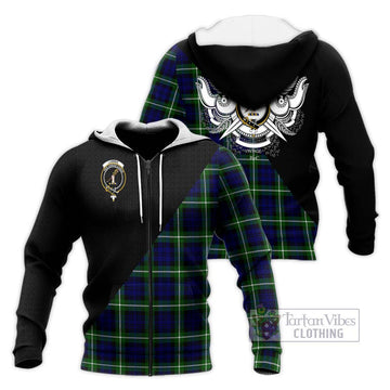 Lammie Tartan Knitted Hoodie with Family Crest and Military Logo Style Unisex Knitted Zip Hoodie - Tartan Vibes Clothing