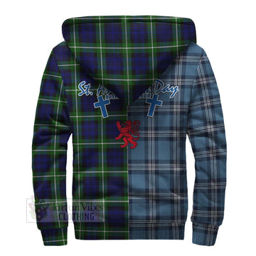 Lammie Tartan Sherpa Hoodie Happy St. Andrew's Day Half Tartan Style - Tartan Vibes Clothing