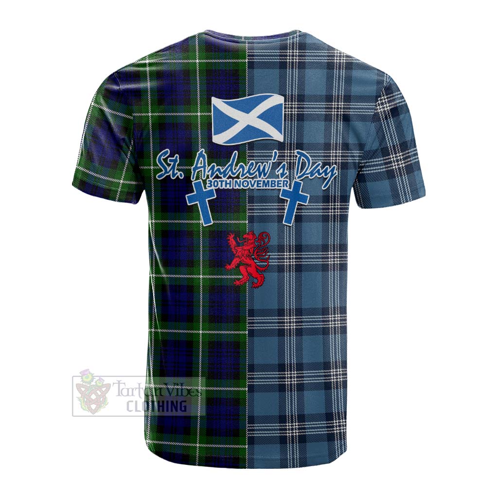 Lammie Tartan Cotton T-shirt Happy St. Andrew's Day Half Tartan Style - Tartan Vibes Clothing