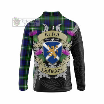 Lammie Tartan Family Crest Long Sleeve Polo Shirt Lion Rampant Royal Thistle Shield Celtic Inspired - Tartan Vibes Clothing