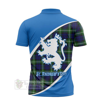 Lammie Family Crest Tartan Zipper Polo Shirt Celebrate Saint Andrew's Day in Style - Tartan Vibes Clothing