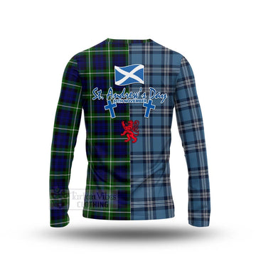 Lammie Tartan Long Sleeve T-Shirt Happy St. Andrew's Day Half Tartan Style - Tartan Vibes Clothing