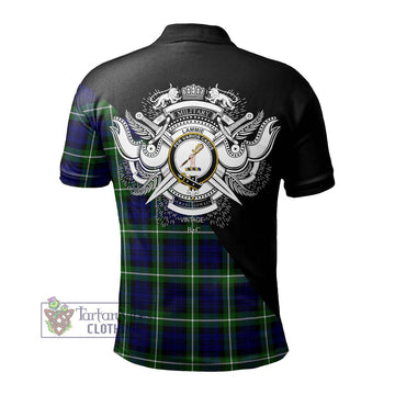 Lammie Tartan Polo Shirt with Family Crest and Military Logo Style - Tartan Vibes Clothing