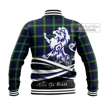 Lammie Tartan Baseball Jacket with Alba Gu Brath Regal Lion Emblem - Tartan Vibes Clothing