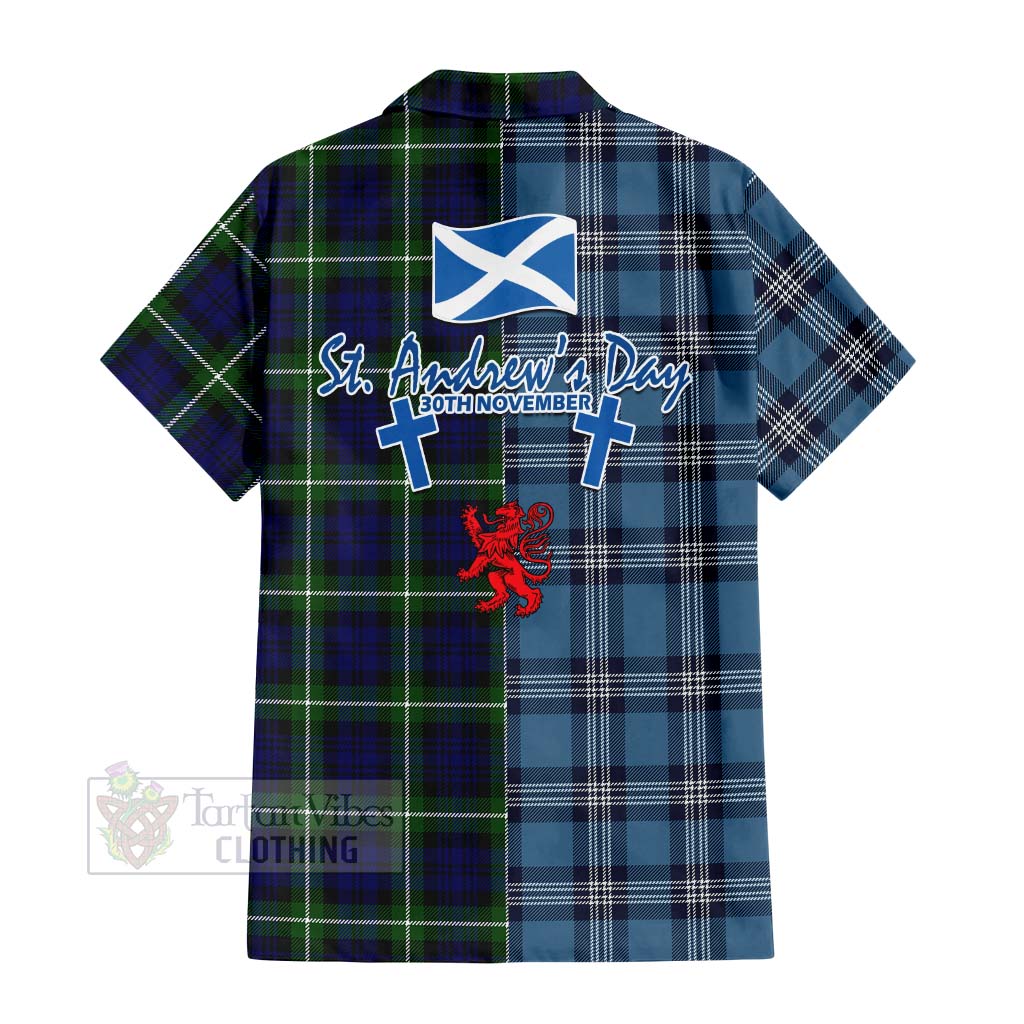 Lammie Tartan Hawaiian Shirt Happy St. Andrew's Day Half Tartan Style - Tartan Vibes Clothing