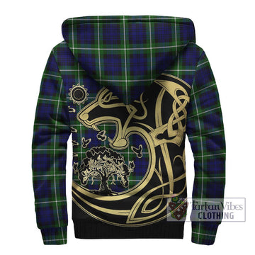 Lammie Tartan Sherpa Hoodie with Family Crest Celtic Wolf Style - Tartan Vibes Clothing