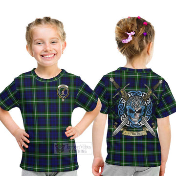 Lammie Tartan Kid T-Shirt with Family Crest Celtic Skull Style - Tartan Vibes Clothing