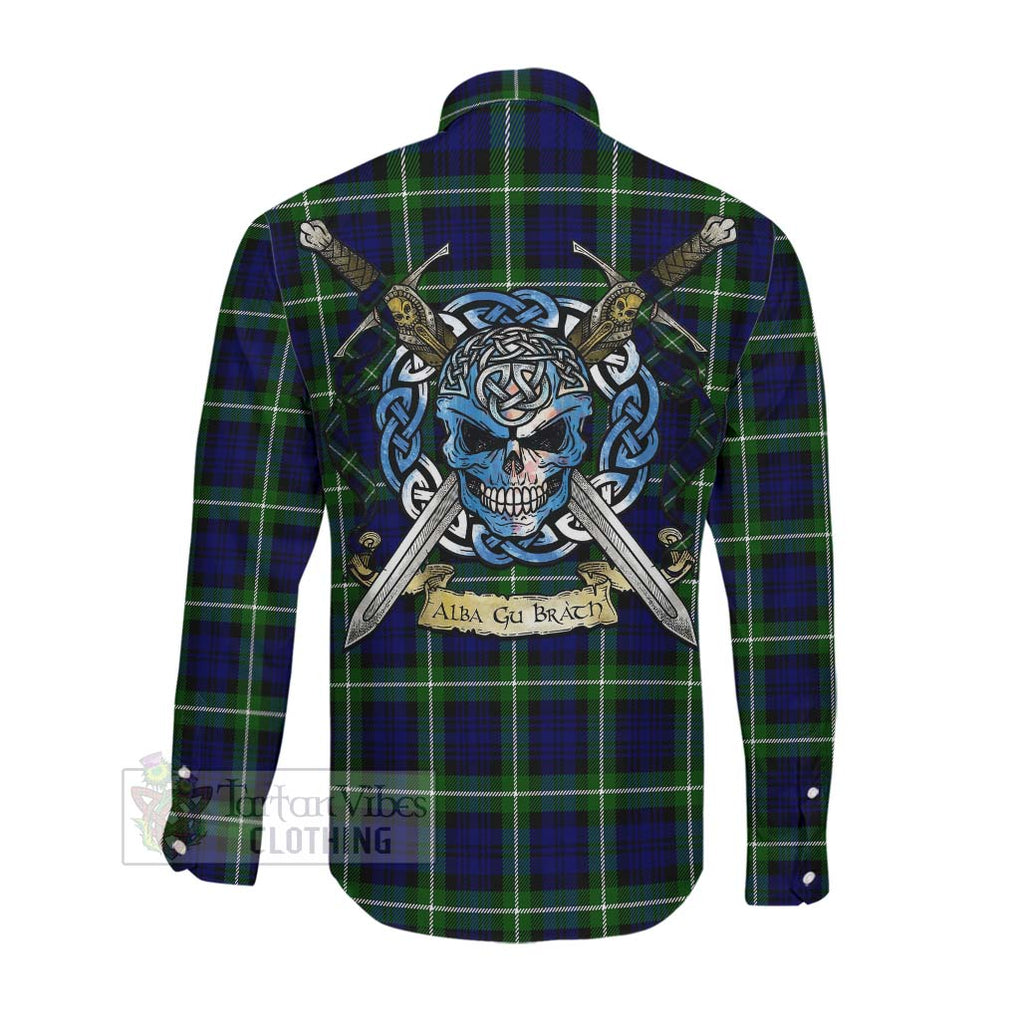 Lammie Tartan Long Sleeve Button Shirt with Family Crest Celtic Skull Style Men's Shirt - Tartan Vibes Clothing