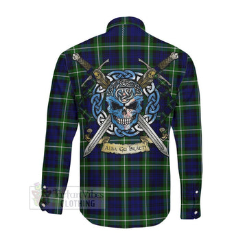 Lammie Tartan Long Sleeve Button Shirt with Family Crest Celtic Skull Style Men's Shirt - Tartan Vibes Clothing