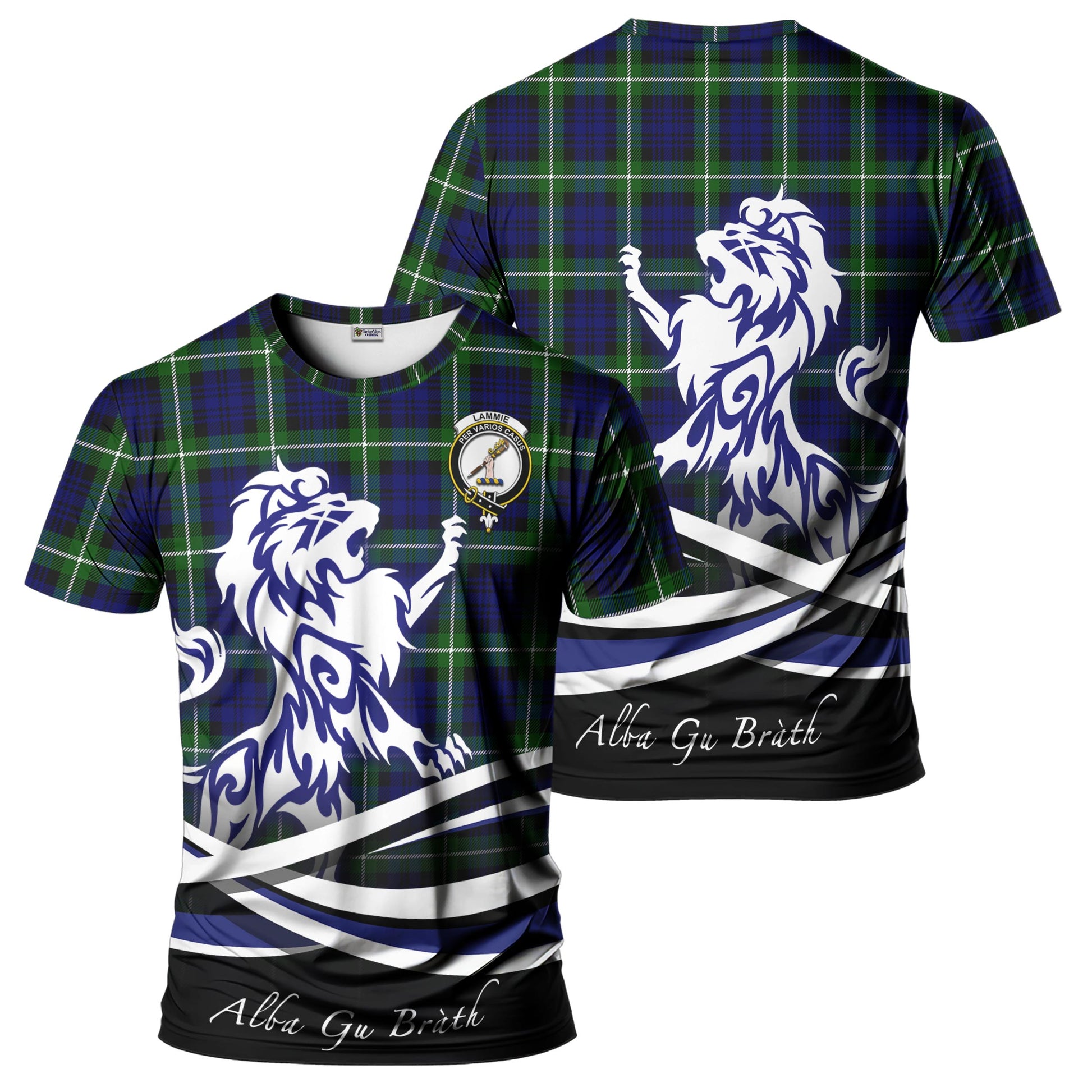 Lammie Tartan T-Shirt with Alba Gu Brath Regal Lion Emblem - Tartan Vibes Clothing