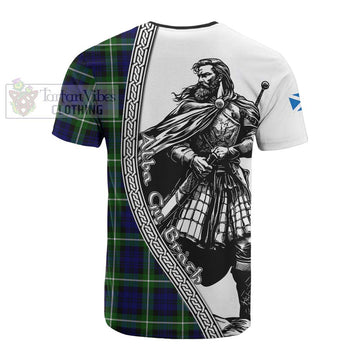 Lammie Tartan Clan Crest Cotton T-shirt with Highlander Warrior Celtic Style - Tartan Vibes Clothing