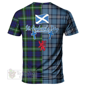 Lammie Tartan T-Shirt Happy St. Andrew's Day Half Tartan Style - Tartan Vibes Clothing