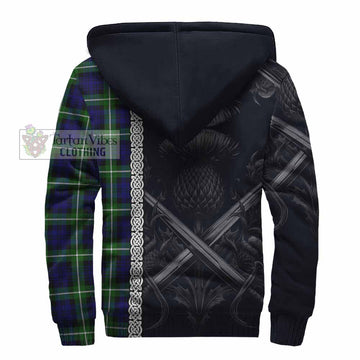 Lammie Tartan Sherpa Hoodie with Family Crest Cross Sword Thistle Celtic Vibes - Tartan Vibes Clothing