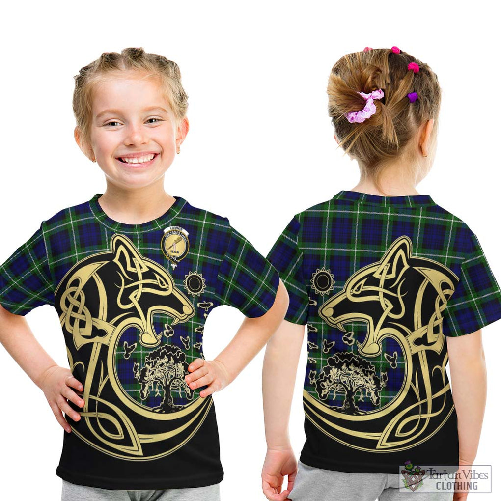 Lammie Tartan Kid T-Shirt with Family Crest Celtic Wolf Style - Tartan Vibes Clothing