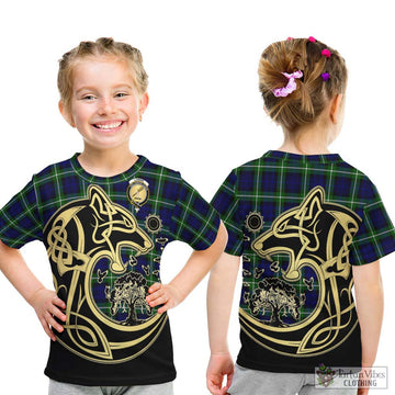 Lammie Tartan Kid T-Shirt with Family Crest Celtic Wolf Style - Tartan Vibes Clothing