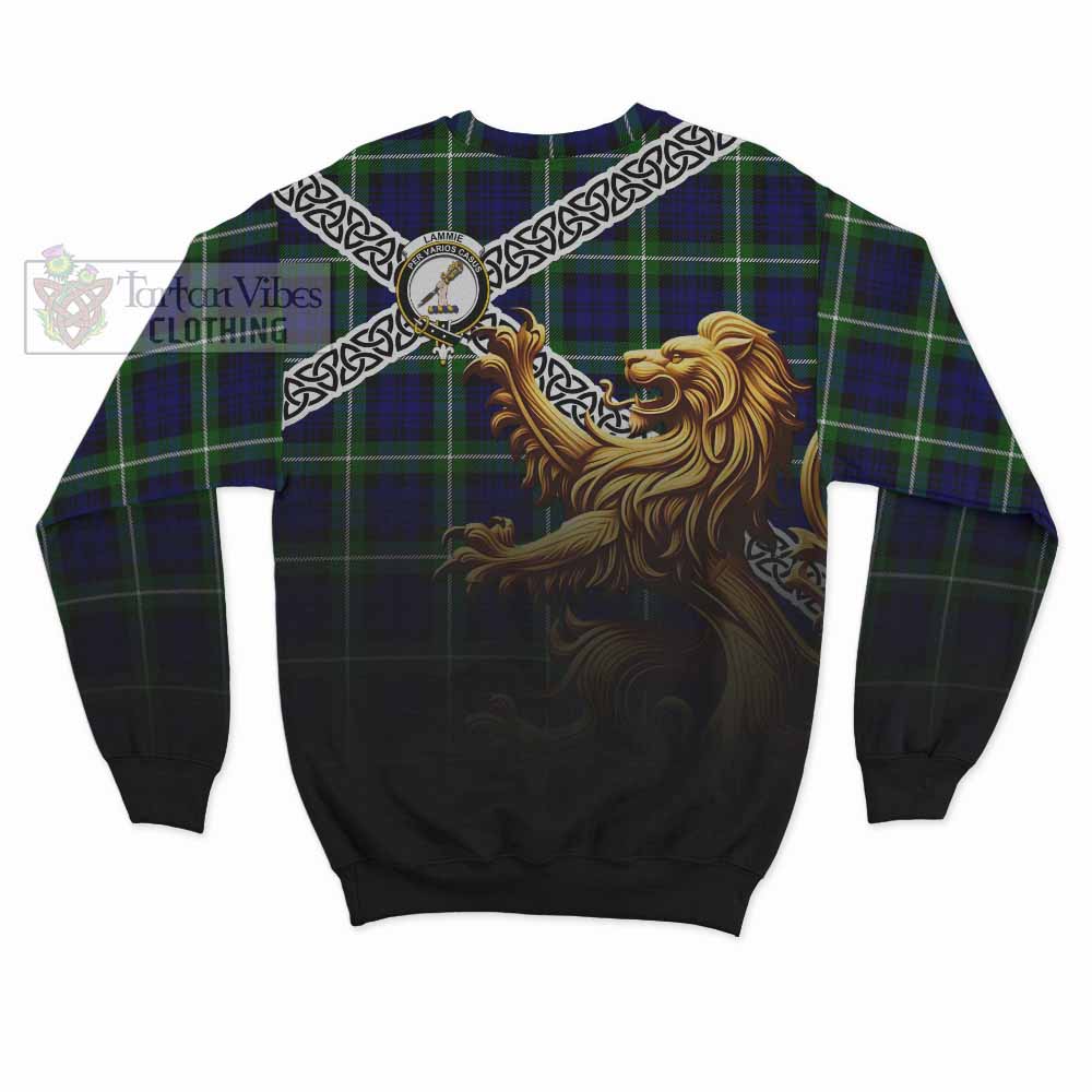 Lammie Crest Tartan Sweatshirt with Golden Lion Emblem Celtic Style - Tartan Vibes Clothing