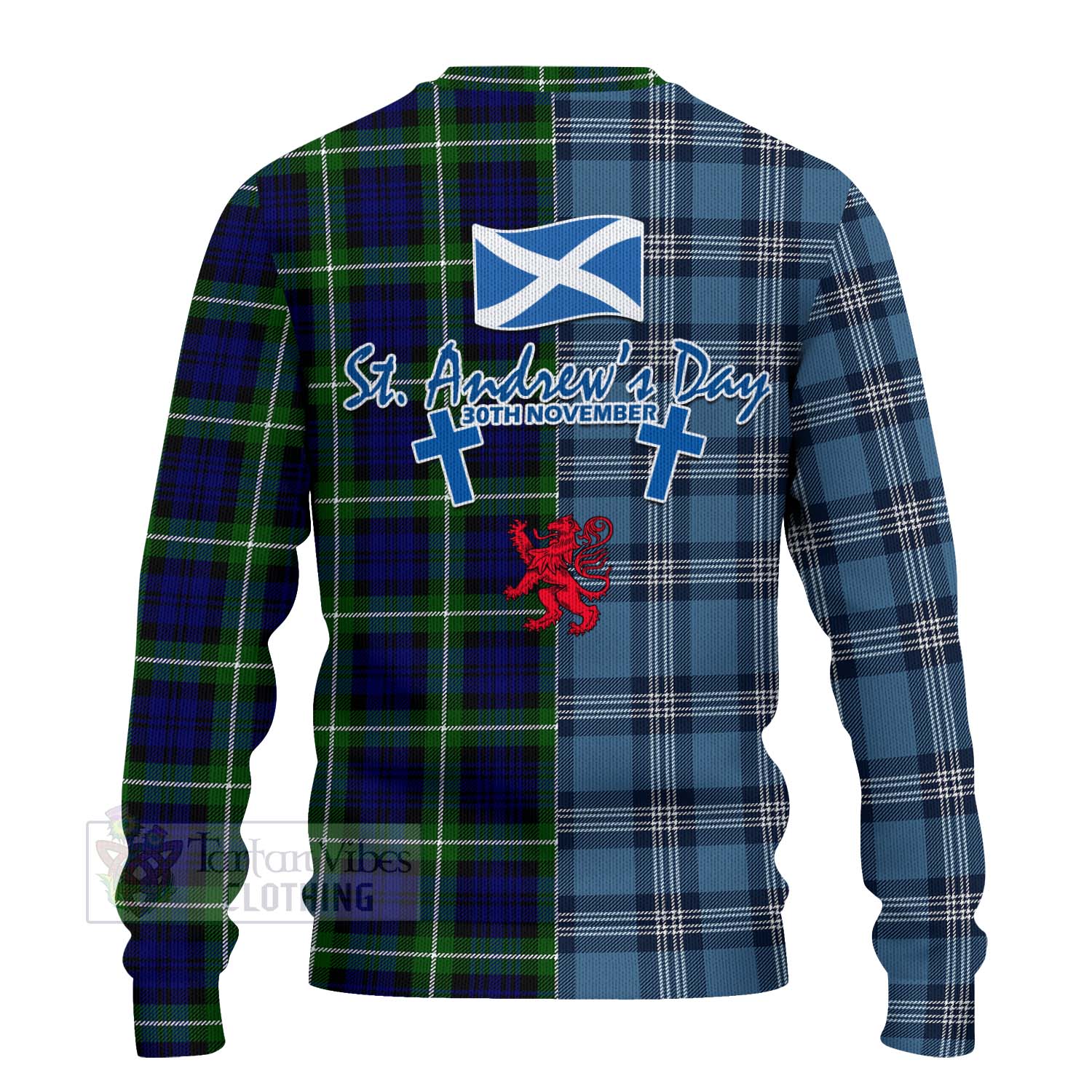 Lammie Tartan Knitted Sweater Happy St. Andrew's Day Half Tartan Style - Tartan Vibes Clothing