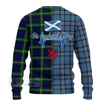 Lammie Tartan Knitted Sweater Happy St. Andrew's Day Half Tartan Style - Tartan Vibes Clothing