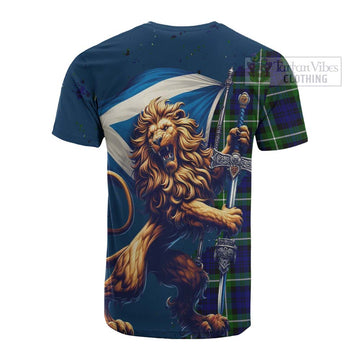 Lammie Tartan Family Crest Cotton T-shirt with Scottish Majestic Lion - Tartan Vibes Clothing
