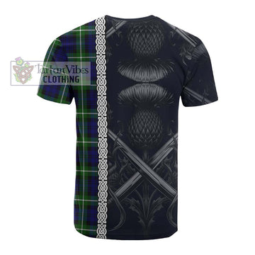Lammie Tartan Cotton T-shirt with Family Crest Cross Sword Thistle Celtic Vibes - Tartan Vibes Clothing