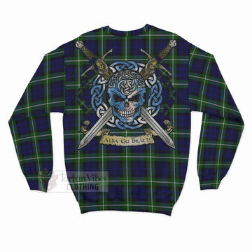 Lammie Tartan Sweatshirt with Family Crest Celtic Skull Style - Tartan Vibes Clothing