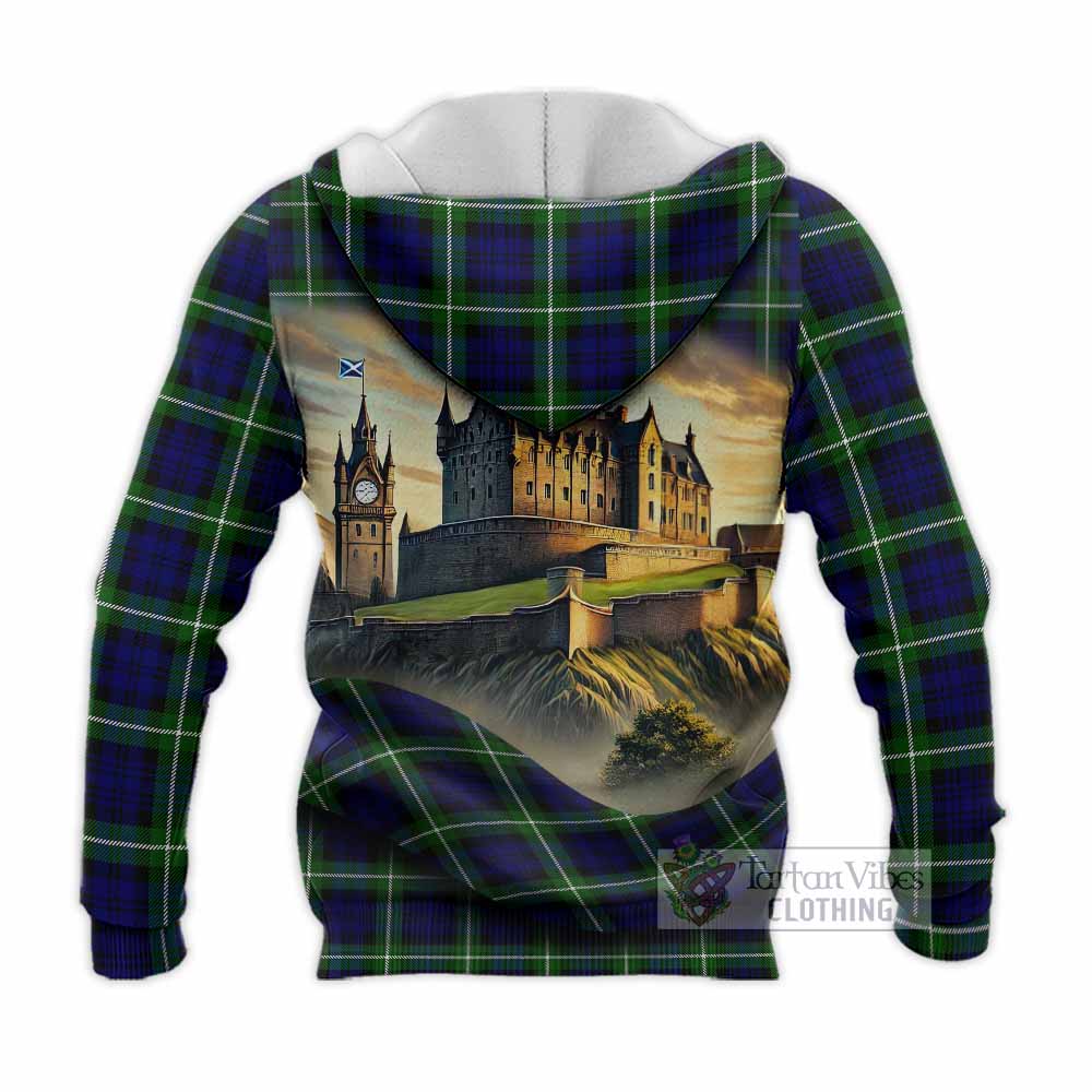 Lammie Tartan Family Crest Knitted Hoodie with Scottish Ancient Castle Style - Tartan Vibes Clothing