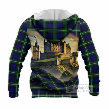 Lammie Tartan Family Crest Knitted Hoodie with Scottish Ancient Castle Style - Tartan Vibes Clothing