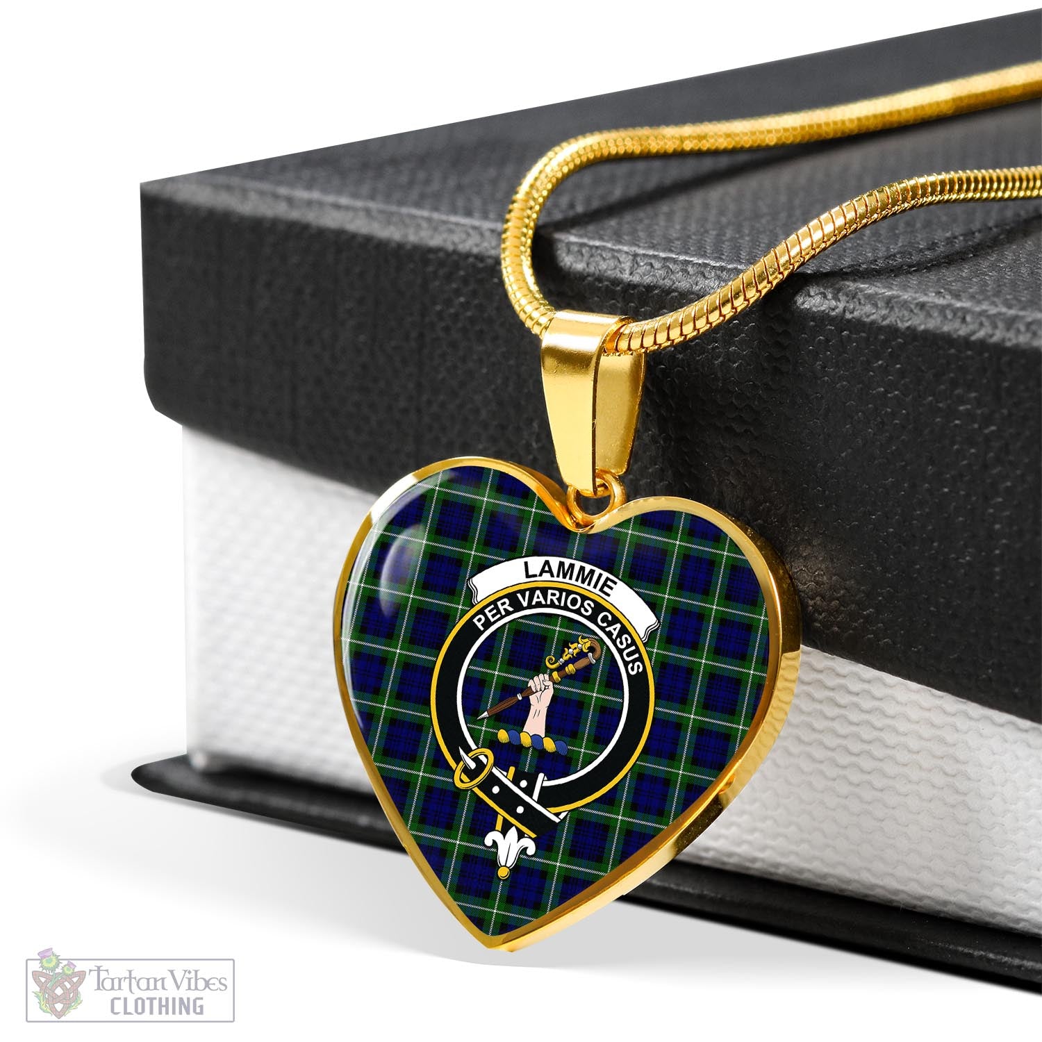 Lammie Tartan Heart Necklace with Family Crest - Tartan Vibes Clothing