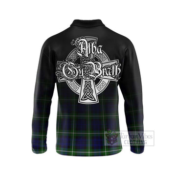 Lammie Tartan Long Sleeve Polo Shirt Featuring Alba Gu Brath Family Crest Celtic Inspired - Tartan Vibes Clothing