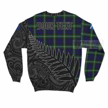 Lammie Crest Tartan Sweatshirt with New Zealand Silver Fern Half Style - Tartan Vibes Clothing