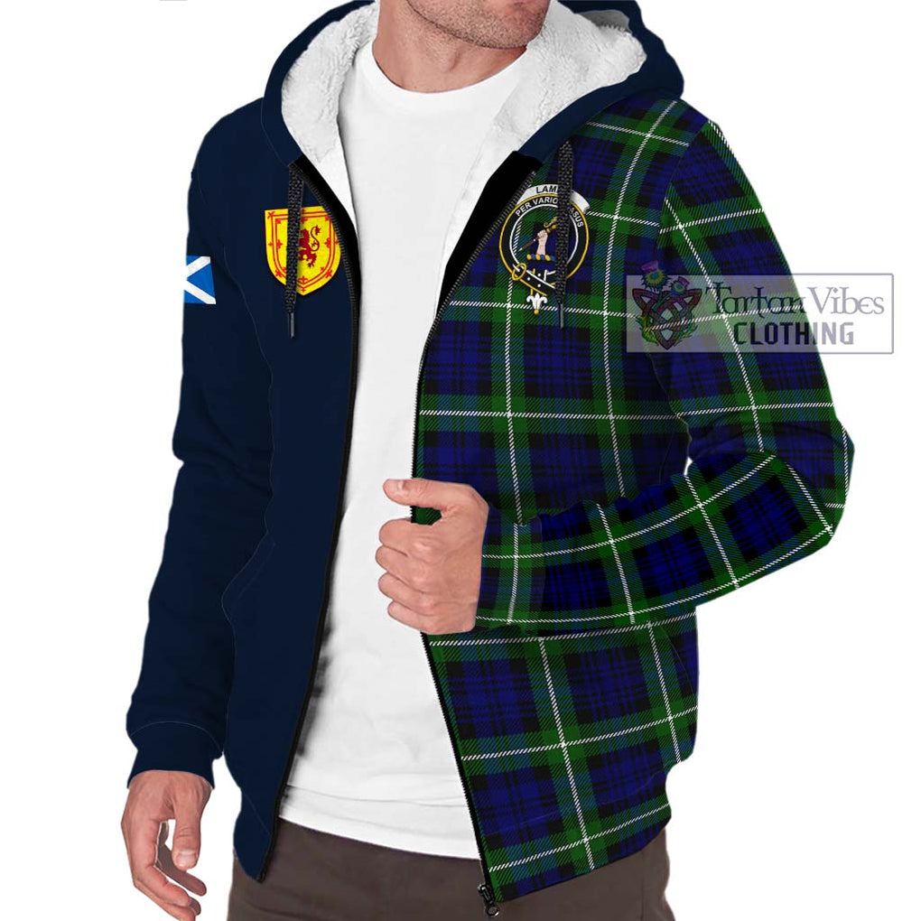 Lammie Tartan Sherpa Hoodie Alba with Scottish Lion Royal Arm Half Style - Tartan Vibes Clothing