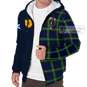 Lammie Tartan Sherpa Hoodie Alba with Scottish Lion Royal Arm Half Style - Tartan Vibes Clothing